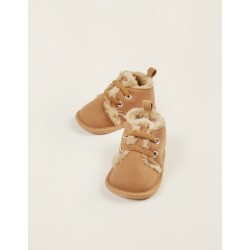 BOOTS WITH LINING IN HAIR FOR NEWBORN, CAMEL