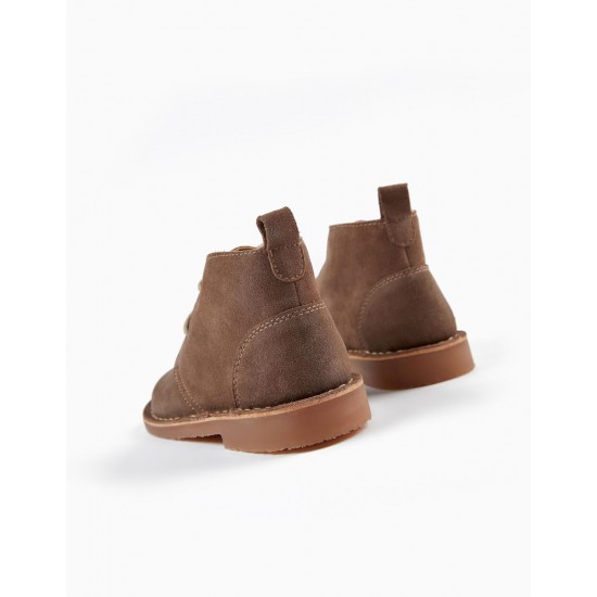 SUEDE BOOTS FOR BOY, BROWN