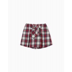 COTTON SKIRT-SHORTS WITH GIRL CHESS, MULTICOLOR