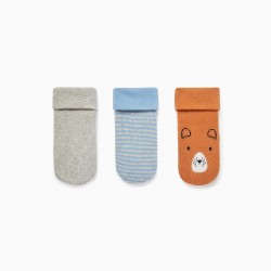 PACK 3 PAIRS OF SOCKS WITH FOLD IN BABY BOY COTTON, MULTICOLOR