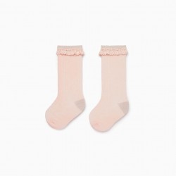 HIGH COTTON SOCKS WITH BABY LACE GIRL, PINK