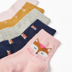 PACK 5 PAIRS OF BABY COTTON SOCKS GIRL 'FOXY', MULTICOLOR