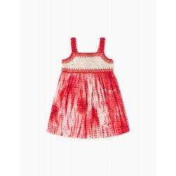 BABY GIRL CROCHET DRESS, RED/WHITE