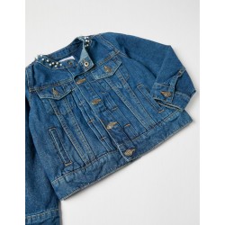 DENIM JACKET WITH PEARLS FOR GIRL, BLUE