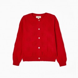 KNITTED COAT FOR GIRL 'B&S', RED