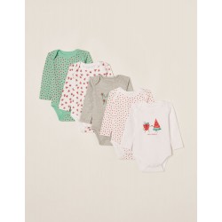 5 BODIES FOR BABY GIRL 'WATERMELON', MULTICOLOR