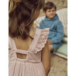 STRAP DRESS WITH ENGLISH EMBROIDERY FOR GIRL, PINK