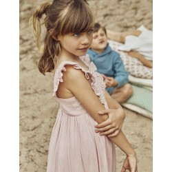 STRAP DRESS WITH ENGLISH EMBROIDERY FOR GIRL, PINK