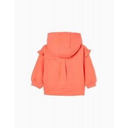 HOODED JACKET FOR BABY GIRL, CORAL