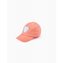 COTTON CAP WITH REVERSIBLE SEQUINS, CORAL/IRIDESCENT