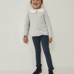 KNITTED JACKET IN COTTON FOR GIRL, GREY