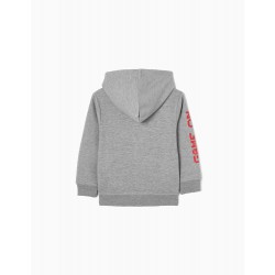 CARDED COTTON HOODED JACKET FOR 'AVATAR' BOY, GREY
