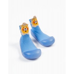STEPPIES SOCKS WITH RUBBER SOLE FOR BABY BOY 'LION', BLUE