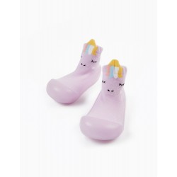 STEPPIES SOCKS WITH RUBBER SOLE FOR BABY GIRL 'UNICORN', PINK