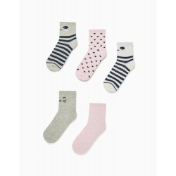 PACK 5 PAIRS OF 'HEARTS & STRIPES' GIRL SOCKS, MULTICOLOR