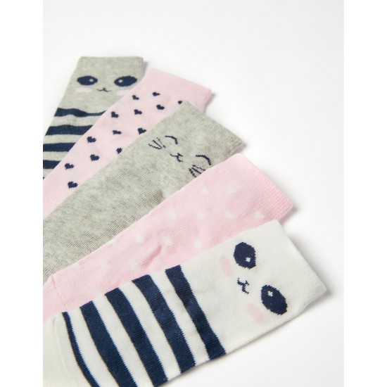 PACK 5 PAIRS OF BABY SOCKS GIRL 'HEARTS & STRIPES', MULTICOLOR
