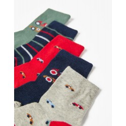 PACK 5 PAIRS OF BABY BOY SOCKS 'CARS', MULTI COLOR