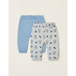 PACK 2 CARDED PANTS IN COTTON FOR NEWBORN, BLUE
