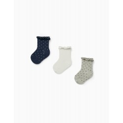 3 PAIRS OF LACE SOCKS FOR BABY GIRL, MULTICOLOR