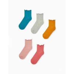 5 PAIRS OF RIBBED SOCKS FOR GIRLS, MULTICOLOR