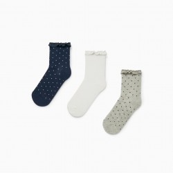 3 PAIRS OF LACE SOCKS FOR GIRLS, MULTICOLOR