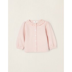 JACKET IN COTTON JERSEY FOR NEWBORN, PINK