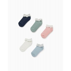 5 PAIRS OF SOCKS WITH LACE AND LUREX FOR GIRL, MULTICOLOR
