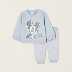 SET OF 2 PIECES IN COTTON FOR NEWBORN 'SWEET MICKEY', BLUE/GREY