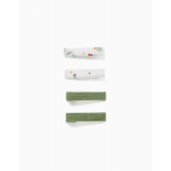 PACK 4 HAIR INDENTS FOR BABY AND GIRL, GREEN/WHITE