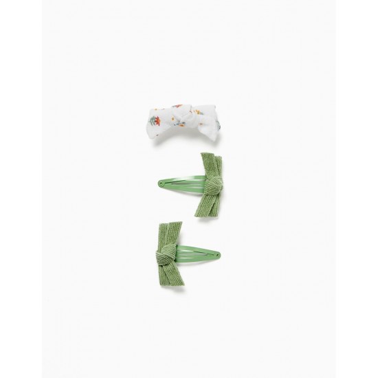 PACK 3 HAIR INDENTS FOR BABY AND GIRL, GREEN/WHITE