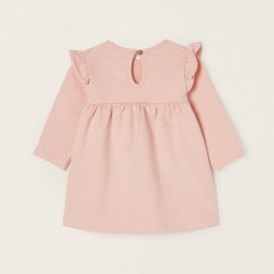 LONG SLEEVE DRESS IN COTTON FOR NEWBORN 'SWEET MINNIE', PINK