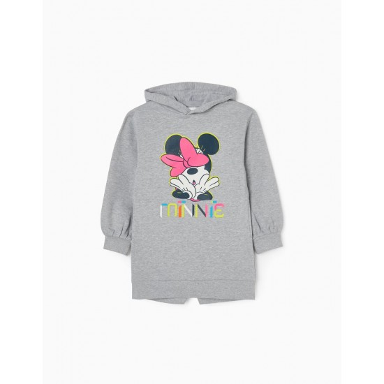DRESS-SWEAT CARDED WITH HOOD FOR GIRL 'MINNIE', GREY