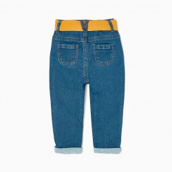 JEANS IN COTTON FOR BABY GIRL, BLUE