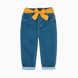 JEANS IN COTTON FOR BABY GIRL, BLUE