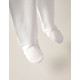 4 TROUSERS WITH FEET IN BABY COTTON, WHITE
