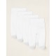 4 TROUSERS WITH FEET IN BABY COTTON, WHITE