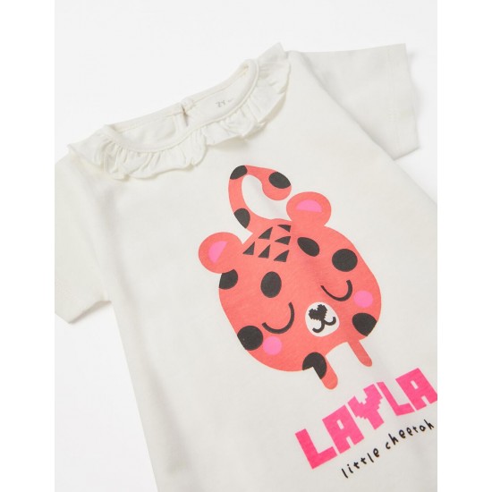 COTTON T-SHIRT FOR BABY GIRL 'LAYLA', WHITE
