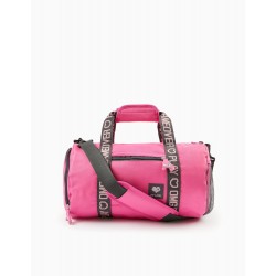 CYLINDRICAL SPORTS BAG FOR GIRL 'OMG', PINK