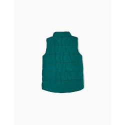 PADDED VEST WITH POLAR LINING FOR BOY, GREEN
