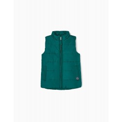 PADDED VEST WITH POLAR LINING FOR BOY, GREEN