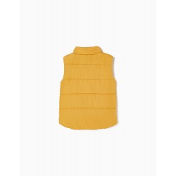 PADDED VEST WITH POLAR LINING FOR BABY BOY, YELLOW