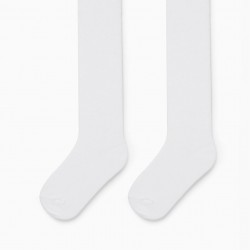 ANTI-BORBOTO KNIT TIGHTS FOR BABY GIRL, WHITE