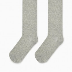 KNITTED TIGHTS, COTTON, GREY