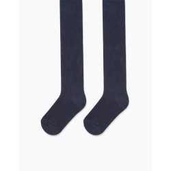 ANTI-BORBOTO KNIT TIGHTS FOR BABY GIRL, DARK BLUE