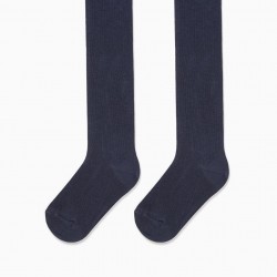 ANTI-BORBOTO KNIT TIGHTS FOR BABY GIRL, DARK BLUE