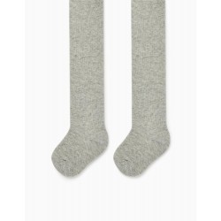 KNITTED TIGHTS, BABY COTTON, GREY