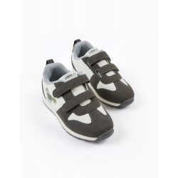 COMBINED SHOES FOR 'DINOSAUR' BOY, WHITE/DARK GREY