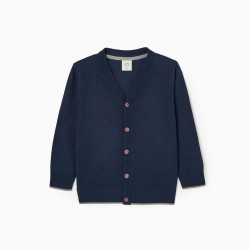 KNITTED JACKET WITH BOY'S CROATS, DARK BLUE