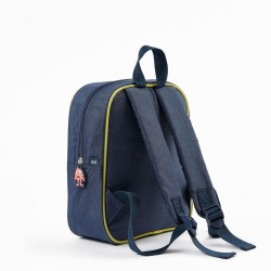 'GAME OVER' BABY AND BOY BACKPACK, DARK BLUE/LIME GREEN