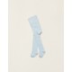 COTTON TIGHTS WITH REDUCED PRESSURE WAIST FOR BABY, LIGHT BLUE